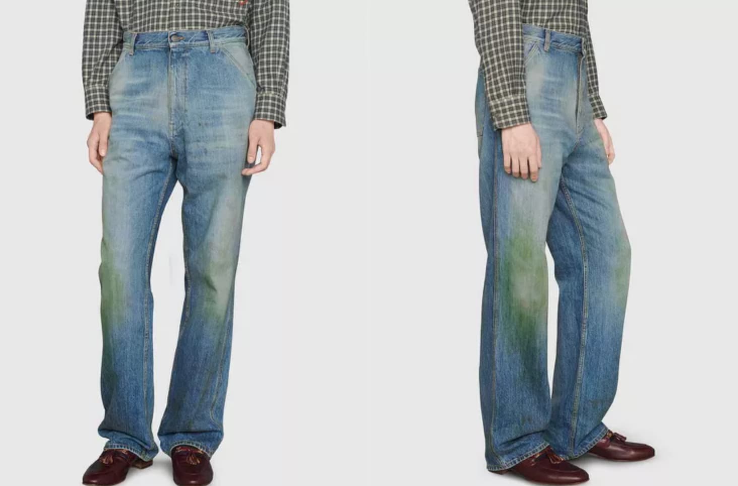 gucci grass stained denim pants